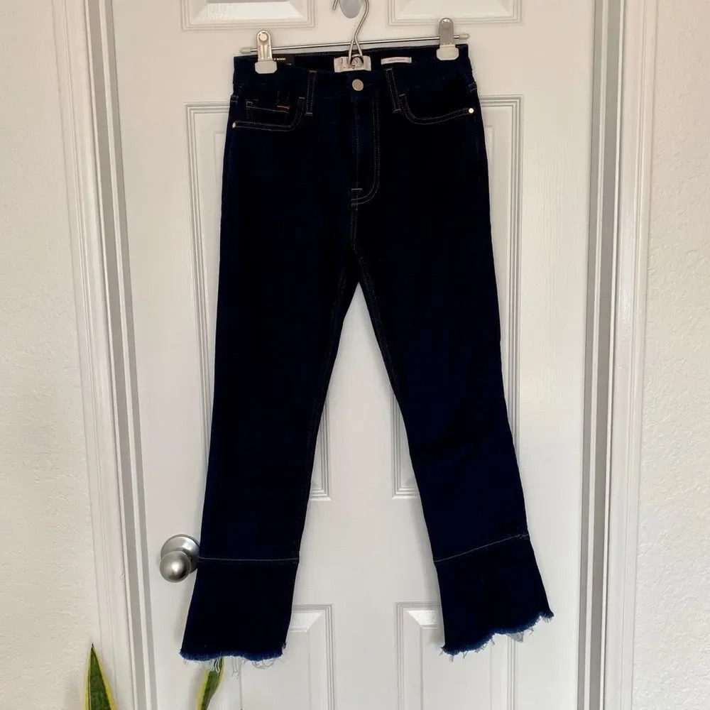 NWT Jen 7 by 7 For All Mankind Blue Denim Mid Waist Straight Leg Ankle Jeans